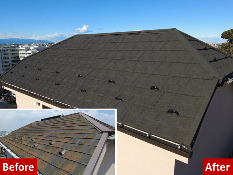 石粒付金属屋根(セネター)で屋根カバー