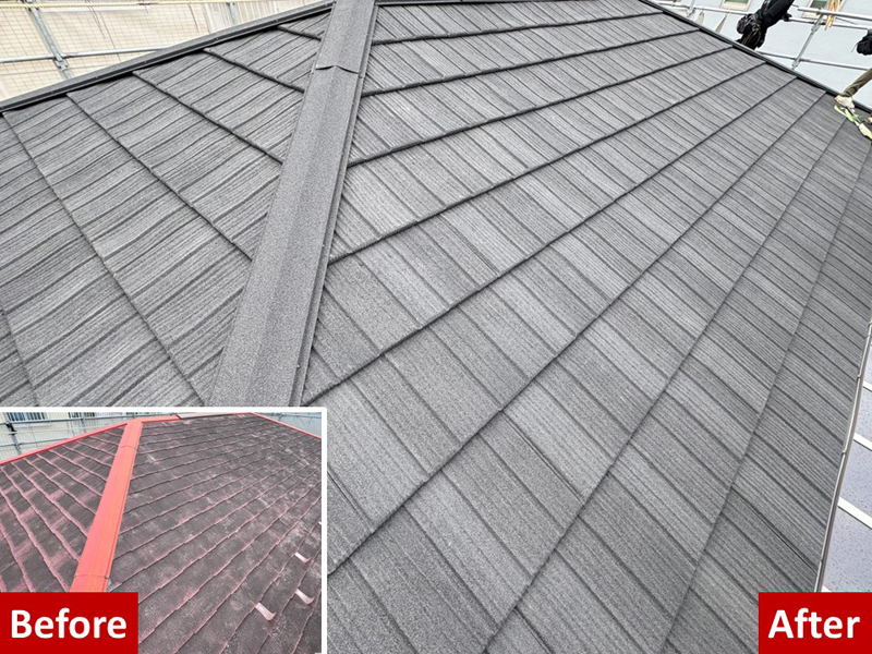 コロニアルをCFシェイクで屋根カバー